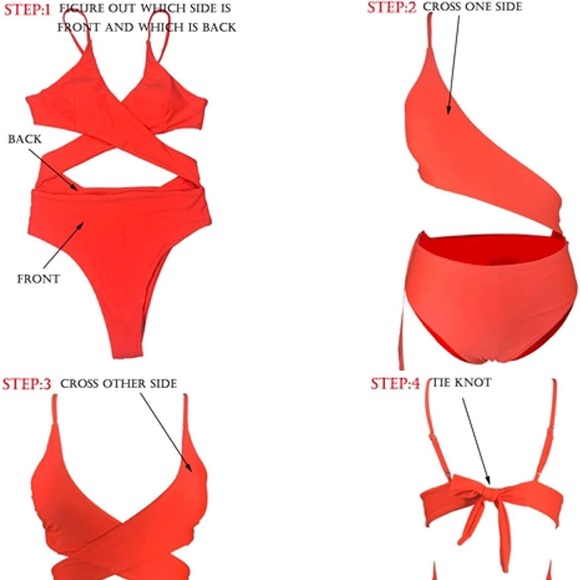 Sapphire Blue Cross Cross High Waist Cut Out One Piece Monokini Swimsuit - Picture 4 of 4